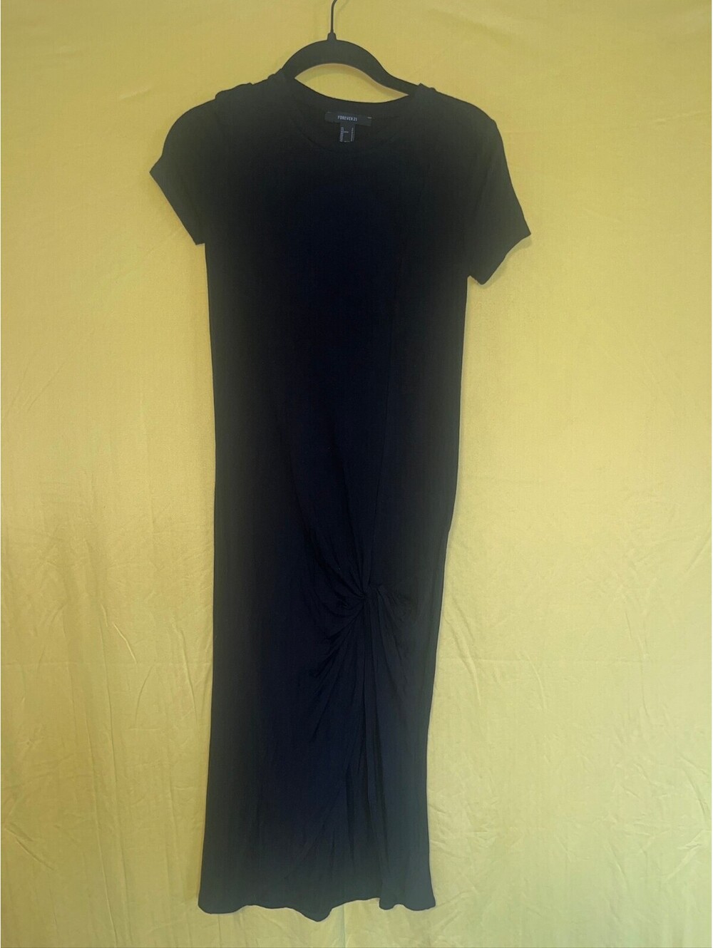 Forever 21 Black Short Sleeve Ruched Dress